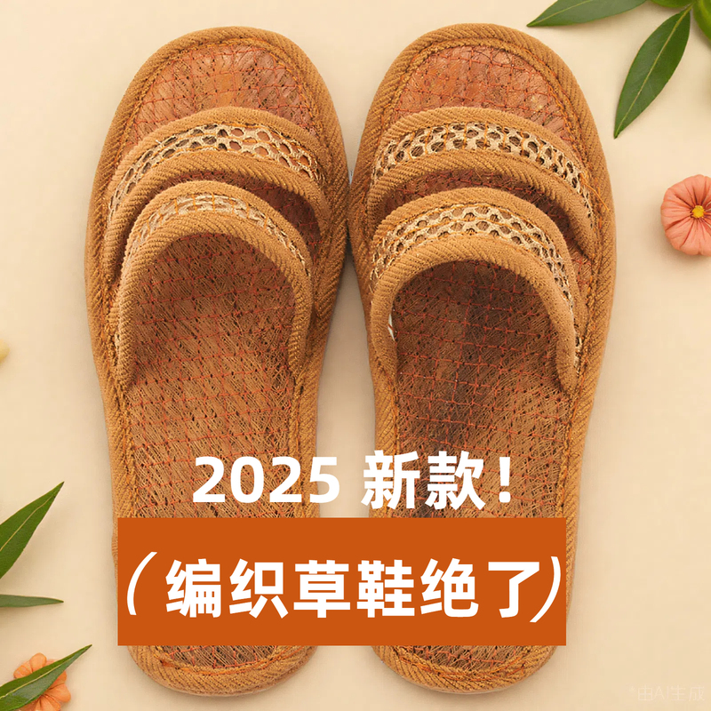 Popular 2025 New Men's Straw Sandals, Hand-Woven Guizhou Men's Woven Slippers, Sandals, and Outdoor Slippers