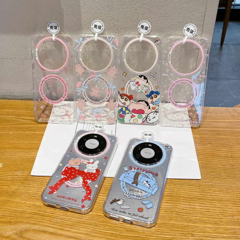 Keyicase Fine Glitter Suitable for Huawei Huawei Pura 90 Pro Max Cartoon Mate 80 Girls 60 Pro+ Cute 70 Floral Bow Bear Rabbit Crayon Shin-Chan Magnetic Phone Case
