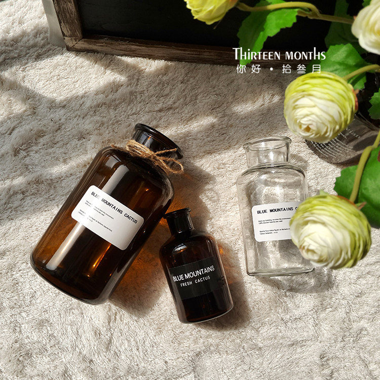 Small brown bottle Nordic retro brown glass vase transparent Art vase Home Decorative Pendulum Props Up To The House
