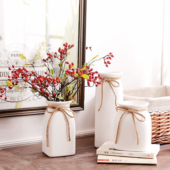 White Vase Simple Max Rope square ceramic literary and art fresh flower home decoration parts