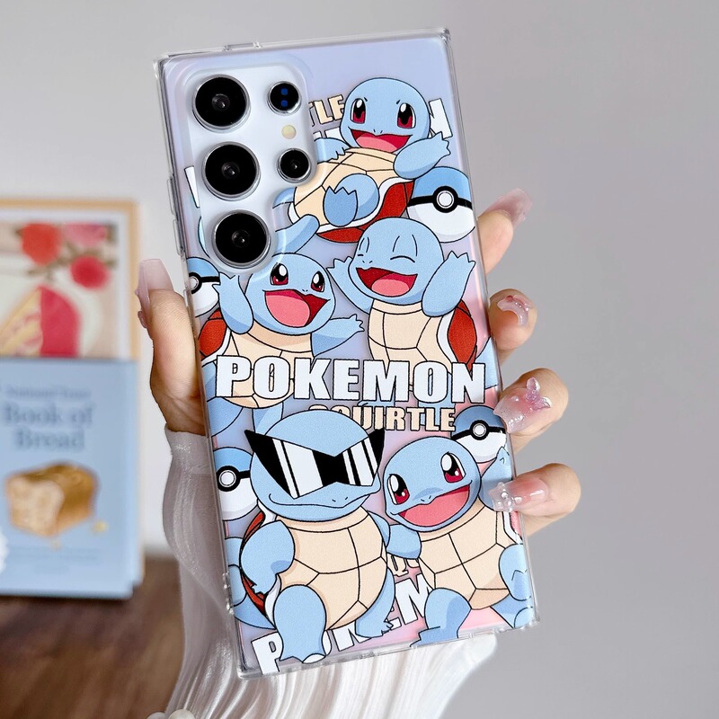 Cartoon Laser Squirtle Phone Case Suitable for Samsung S26 Ultra, New S25 Edge High-End Soft Case, S24U Anti-Drop, S23+ Protective Case, Full-Cover Gradient Men's Ultra-Thin Case
