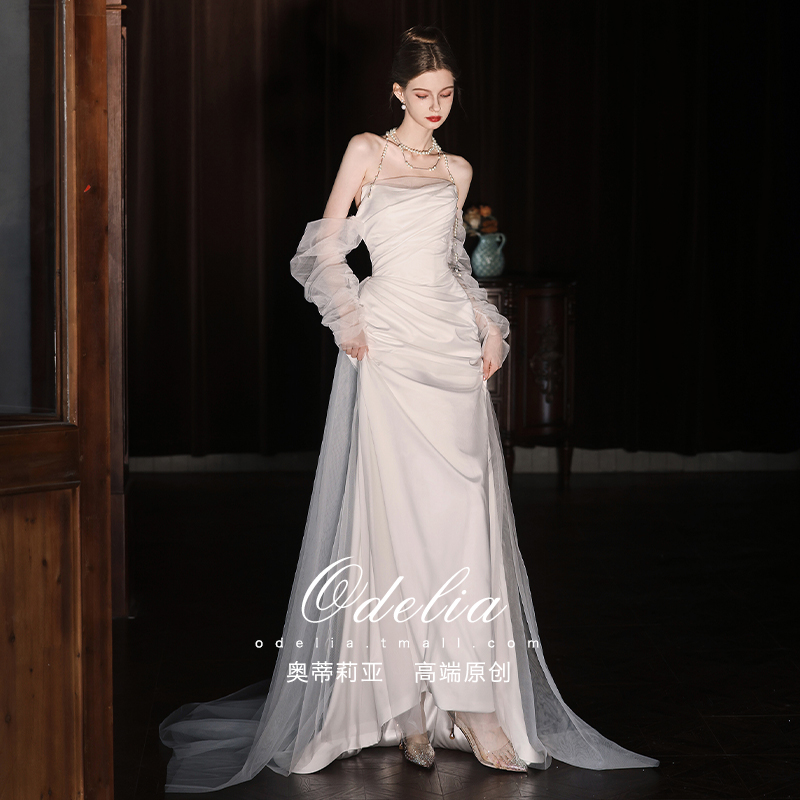 odelia west too same style satin light go out wedding dress gown dress brilliance 2023 new brides get married-Taobao