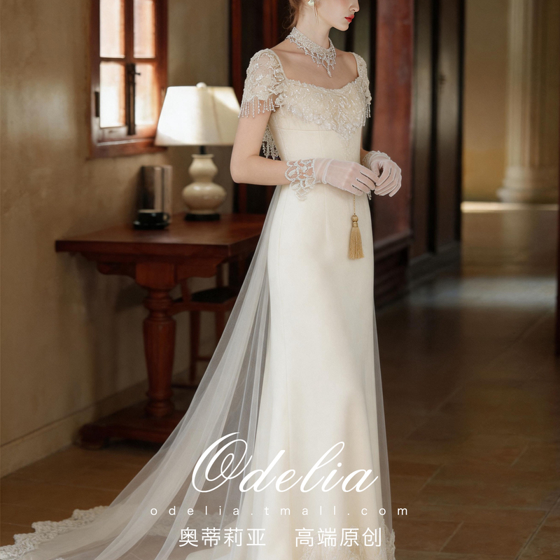 Odelia《Rona》2026 New French Square-Neck Light Wedding Dress Bridal Engagement Wedding Going-Out Dress