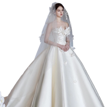 odelia French satin wedding dress 2024 new high-end main yarn bride going out yarn slimming high-end