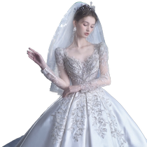 odelia Jenny retro high-end satin main wedding dress 2024 new bridal large tail spring and summer