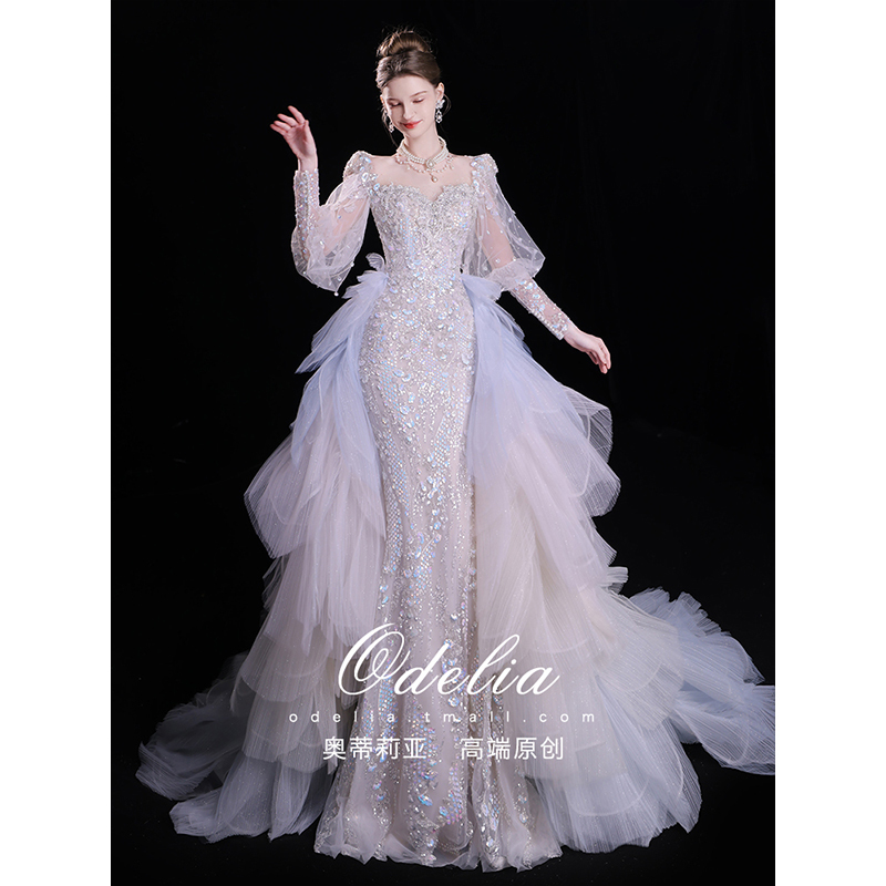 Odelia《Mermaid》2026 New Wedding Dress Bride Fishtail Gown Main Veil High-End Feel Going-Out Veil Reception