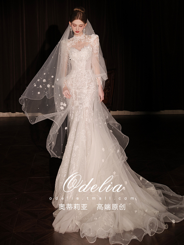 Odelia《Xia Mi》2026 New Style Fishtail Light and Unique Main Wedding Dress Evening Gown Bride's Departure Dress Long Sleeves
