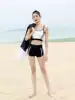 Long-sleeved sunscreen blouse swimsuit women's summer two-piece conservative three-piece sports wind 2021 new small swimsuit