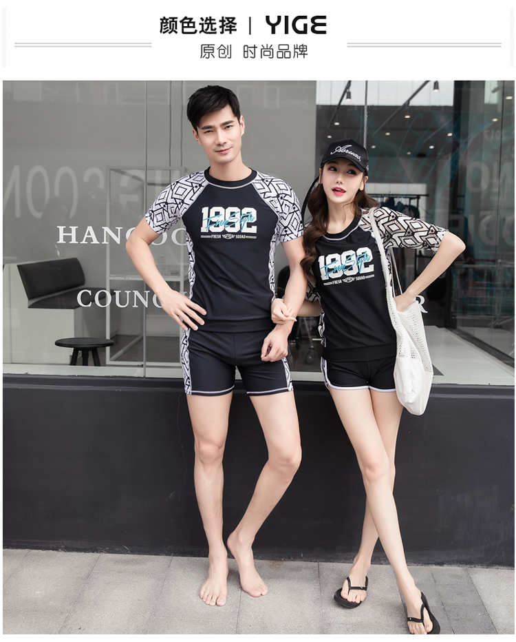 Bộ đồ bơi đôi mới của phụ nữ phù hợp với bộ đồ bơi ba mảnh thể thao che bụng nóng bỏng bên bờ biển đồ đi biển cho cặp đôi