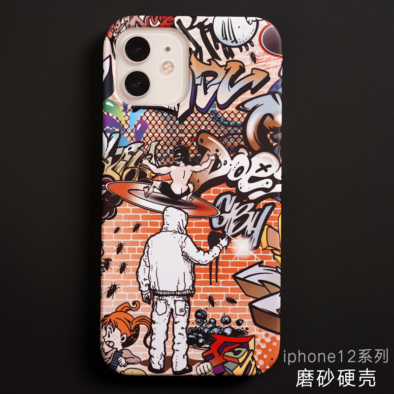 keshami applicable apple 12 mobile phone protection shell boomer personality creative 12promax men's slim iPhone13Pro max frosted hard shell