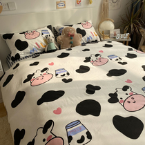 ins cartoon children cow bed four-piece cotton cotton 1 5m1 8 meters hipster three-piece quilt cover