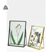 Nordic Glass Metal Photo Frame Retro Creative Modern Minimalist Pendulum piece Decorative Plant Specimen Clip Transparent like frame painting