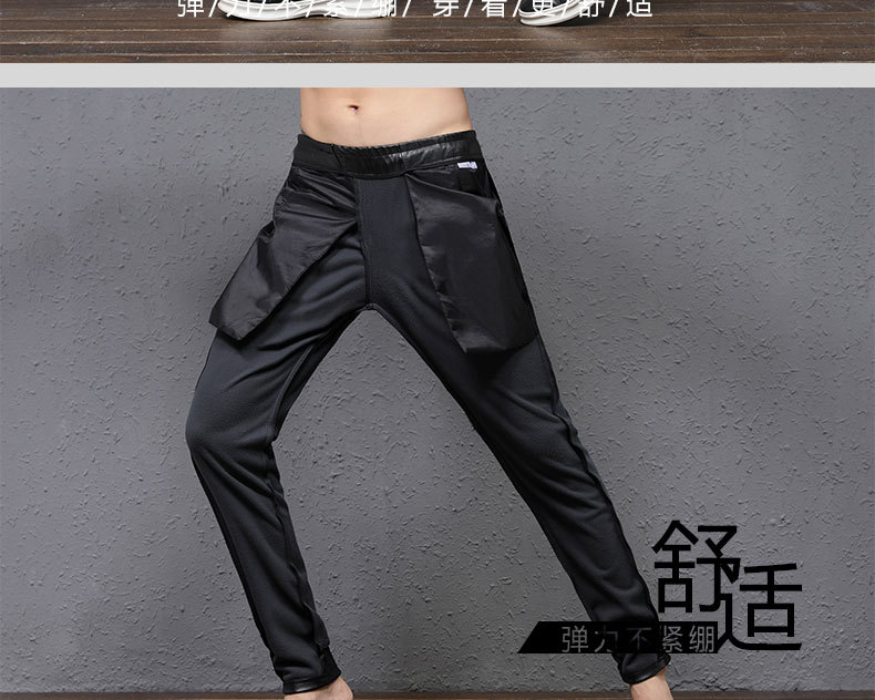 Mùa đông nam cộng với quần nhung da Dày dày với nhung không thấm nước chân đàn hồi dây thun eo xe máy đầu máy thủy triều quần thun nam