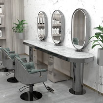 Internet celebrity barber shop mirror cabinet integrated hair salon special perm dyeing table double-sided hair cutting cabinet hairdressing mirror with light