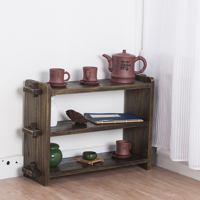 Wonderful Japanese-style solid wood tea shed Bogu rack small teapot rack storage rack storage rack rack storage cabinet multi-treasure rack