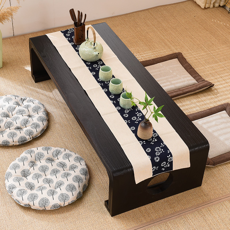 Cotton hemp table flag Tatami small table flag cotton linen tablecloth Chinese Zen tea table flag simple cotton linen tea mat