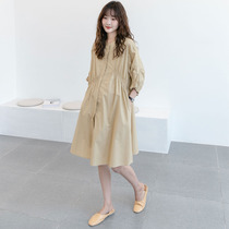 Autumn fashion foreign style hot mother tide personality maternity dress 2021 temperament out shirt dress loose sleeve skirt