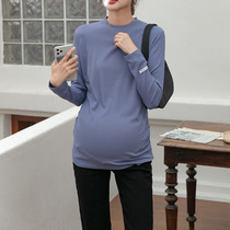 Pregnant women base shirt spring and autumn 2021 new autumn fashion autumn winter with net red round neck sweater tide coat