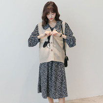 Autumn fashion foreign style pregnant womens clothing 2021 short sweet age age age knitted vest cardigan loose tide mother horse clip