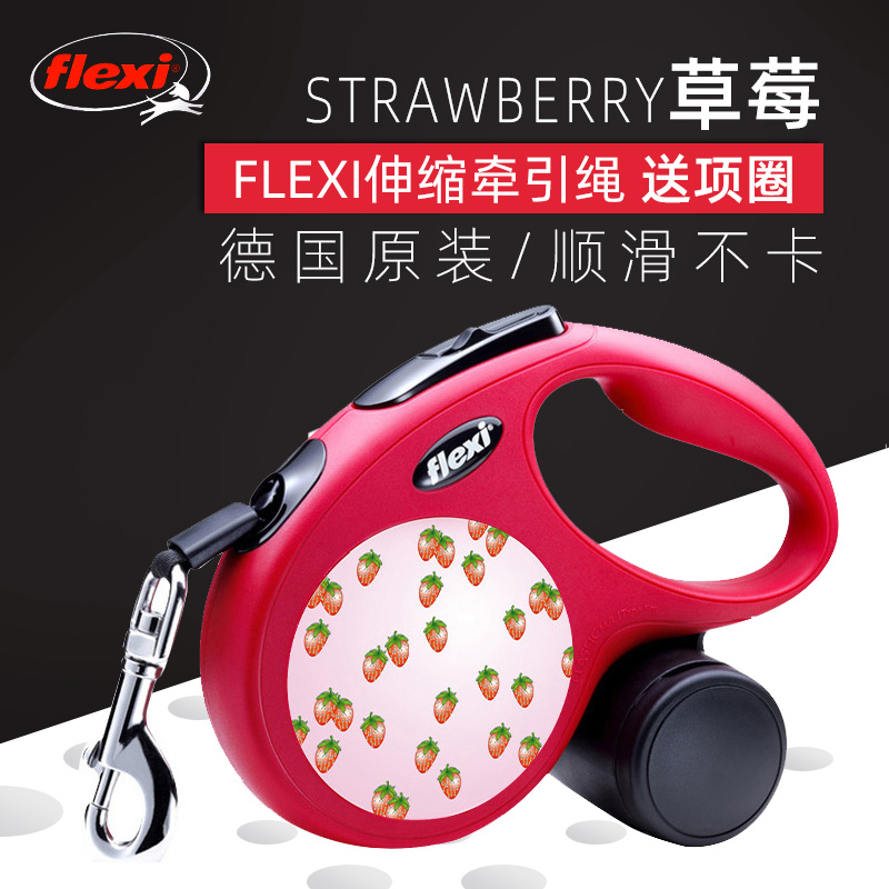 Fleisch strawberry retractable leash pet dog small and medium-sized dog teddy bear dog rope walking dog rope