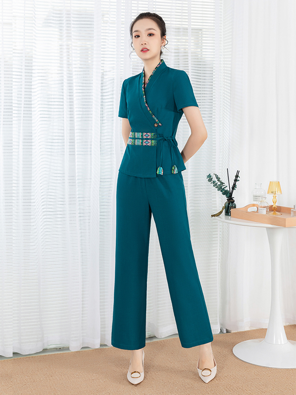 Moyu Chinese-Style Thai-Style Technician Uniform Ethnic Style Beauty Salon Set Foot Massage Spa Health Center Foot Therapy Work Clothes