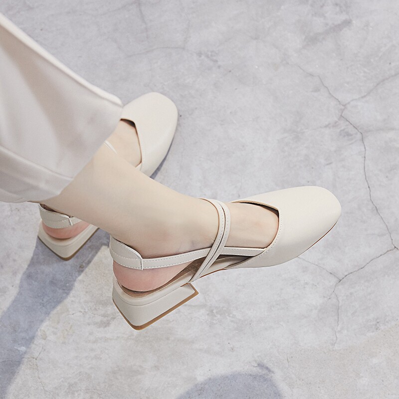 Tide bauku sandal 2023 summer new fairy fever and gentle temperament in the thick heel Mary Jane shoes