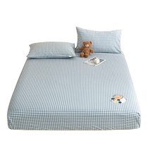 MUJI Class A pure cotton washed cotton fitted sheet three-piece set pure cotton fitted sheet cover all non-slip mattress cover