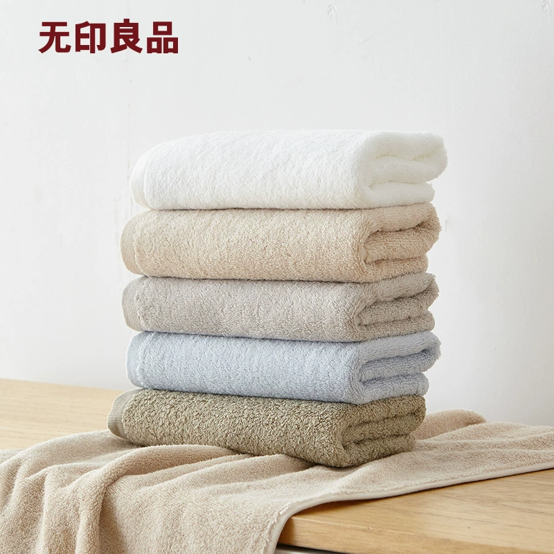 Khăn bông MUJI nguyên chất, khăn lau mặt mềm mại và thoải mái, quá trình xoắn yếu, dày, thấm nước - Khăn tắm / áo choàng tắm