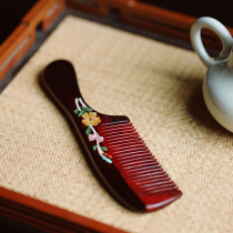 Flower Tassel India Small Leaf Purple Sandalwood Comb Lady Red Woody Bagel Insert Sculpted Floral Antistatic Massage Portable 1007