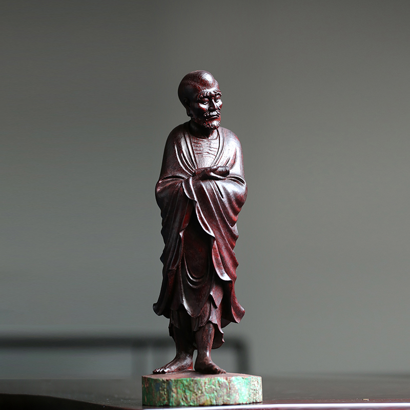 Mingdu Dharma Like Indian Leaf Pelagic Honolu Carved Red Wood Buddha statue collection of precision artworks 8197