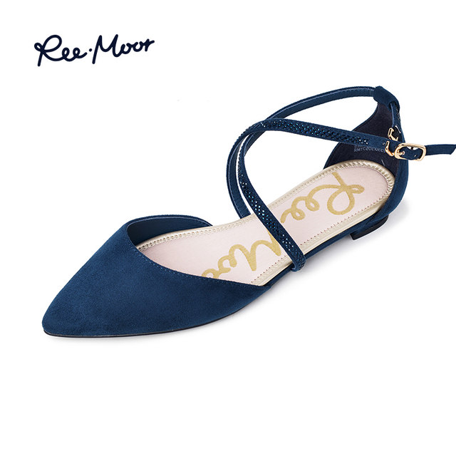 reemoor 2024 ໃຫມ່ summer French pointed fairy style strappy flat shoes sandals ສໍາລັບແມ່ຍິງ