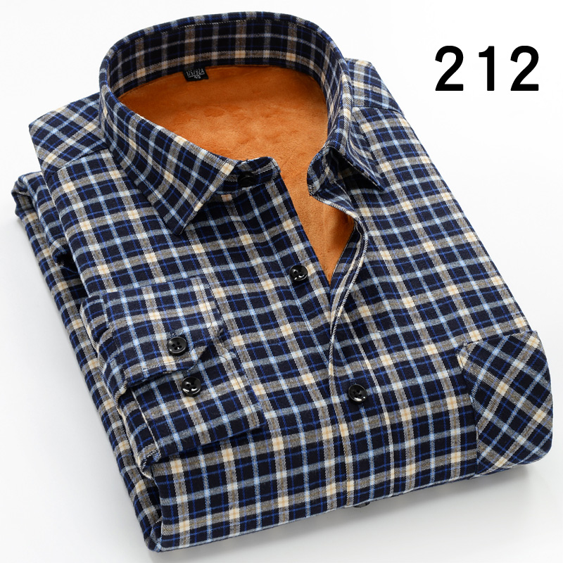 Áo ấm nam cho nam dài tay cộng với nhung dày cotton miễn phí cho bố trung niên nóng bỏng áo sơ mi hồng nam