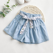 Girls denim shorts 6 large children 8 loose foreign style 13 thin section 15 Childrens hot pants wear 12-year-old girl summer clothes
