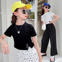 Girl white t-shirt summer short sleeve CUHK tong compassionate 8-year-old pupil 9 pure color foreign air Korean version short of blouses