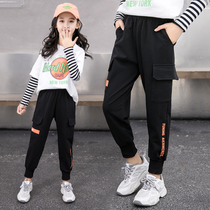 Girl Pants Spring Autumn Outwear 9 Year Old Girl Han Edition Foreign Air 7 CUHK Child 6 Autumn Clothes Fit Pants 8 Children Sports Pants