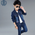 Quần áo bé trai denim phù hợp với áo hai dây 2019 trẻ em mùa xuân mới trong cậu bé lớn phiên bản Hàn Quốc của bộ đẹp trai - Phù hợp với trẻ em quần áo trẻ em mùa thu đông Phù hợp với trẻ em