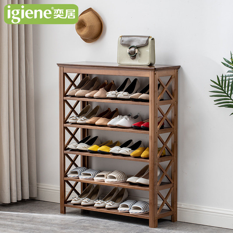 Solid wood shoe frame simple shoe cabinet household doorway can sit multi-layer bamboo collection shoe rack room good looking