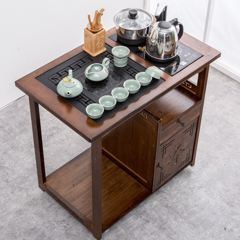 With wheel tea table tea table with boiling kettle integrated small family type Balcony Tea Table New Chinese Tea Table table Living room Home