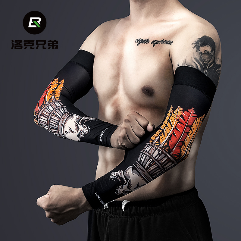Lock Brothers Sunscreen Arm Sleeves Ice sleeveless Driving sleeves Locomotive Riding arm Men and women Men's arms sleeves Summer