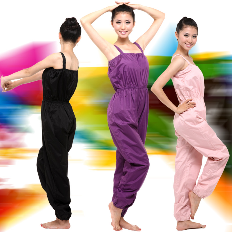 Sweaty fitness clothes airtight training clothing women's one-piece suspenders slimming pants sweat clothes dance students summer fitness clothes