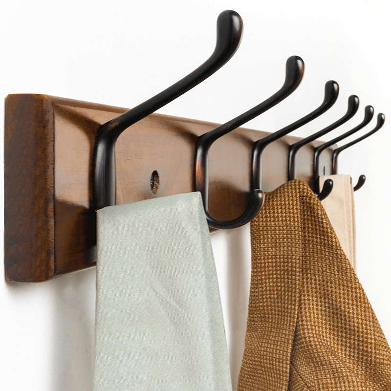 Hook wall hanging clothes hook wall free punch hanging hanger door behind solid wood bedroom creative entrance wall clothes row hook