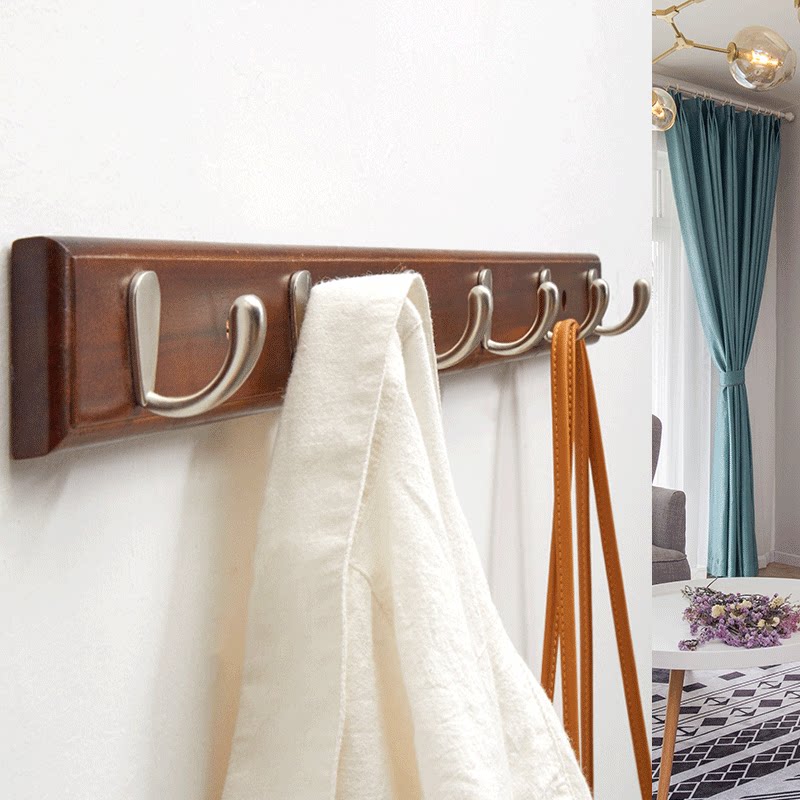 Behind the door solid wood hook bedroom creative wall hanger Living room wall hanging coat rack wall hanging hook row hook