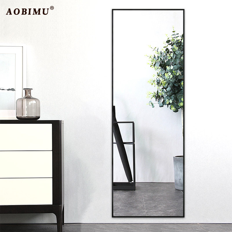 Solid wood Nordic style full-length mirror wall-mounted mirror wall-mounted full-length mirror home living room wall-mounted large full-length mirror floor-to-ceiling mirror