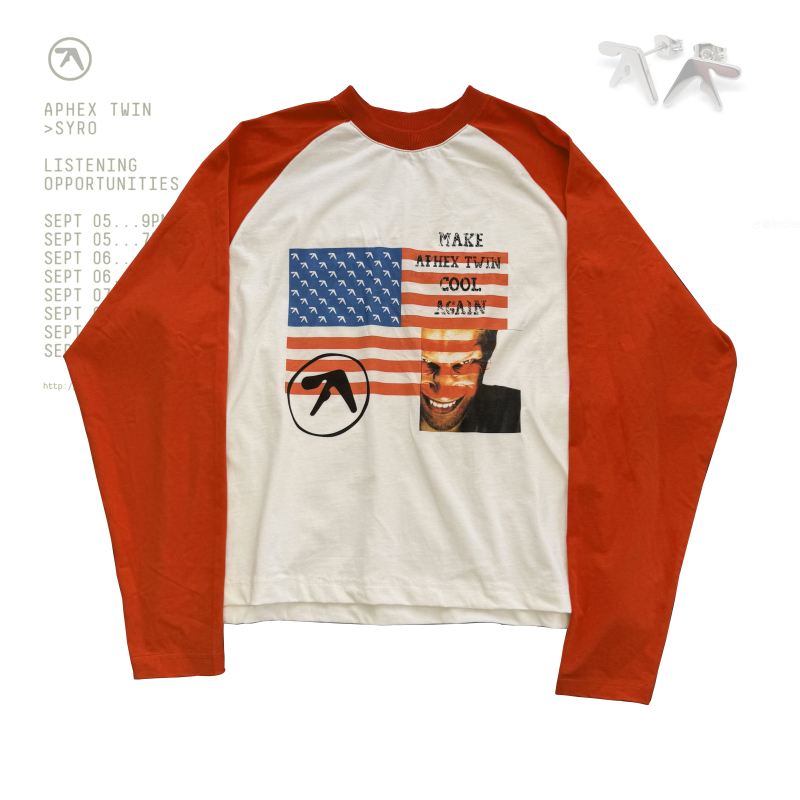 【Original】Rainmake | “Aphex Twin” Spoof Retro Raglan Long-Sleeve T-Shirt 【Original】Rainmake | “Aphex Twin” Spoof Retro Raglan Long-Sleeve T-Shirt