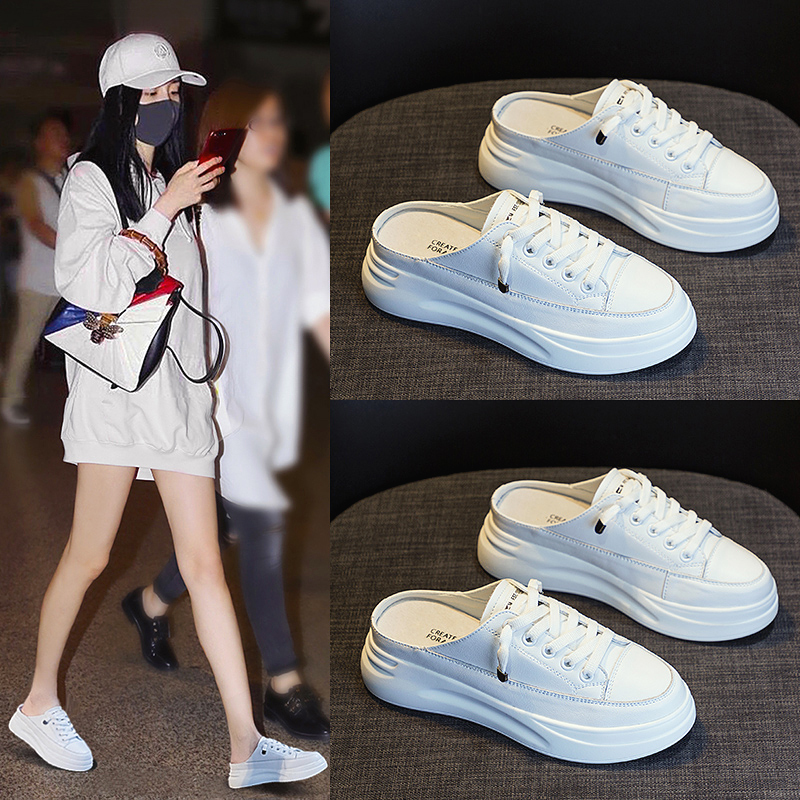 Women's Summer Half-Slippers 2026 New Style, Super Popular Thick-Soled Casual Sports Slip-On Shoes Without Heel, White Shoes Women's Summer Half-Slippers 2026 New Style, Super Popular Thick-Soled Casual Sports Slip-On Shoes Without Heel, White Shoes