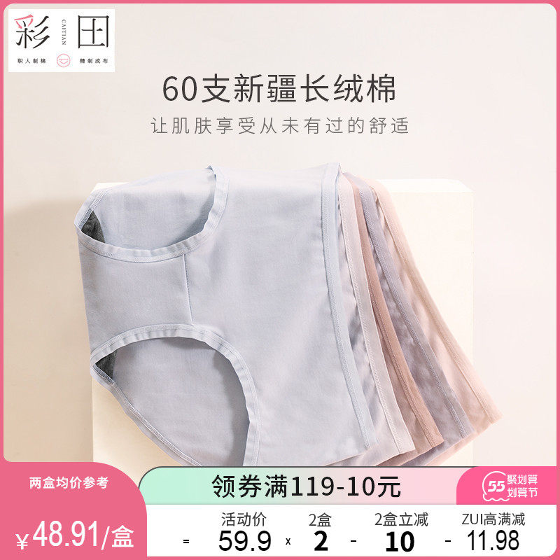 Color field Underpants female cotton bottom crotch Antibacterial and breathable mid-waist Girls' Day High waist elastic ladies Underpants
