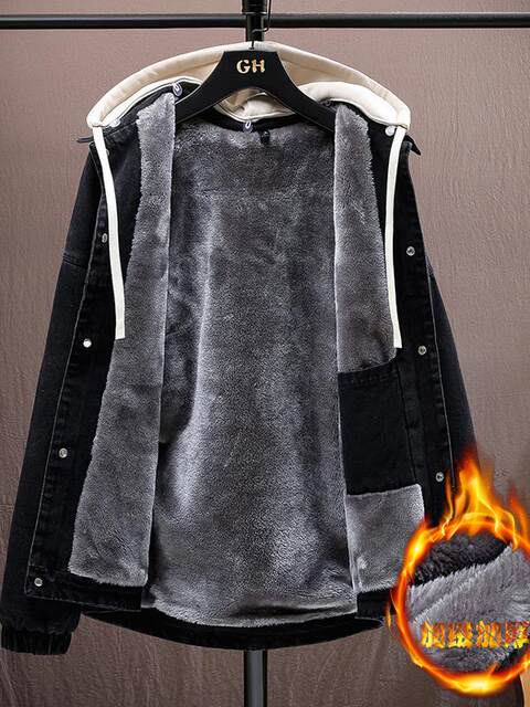 New winter velvet denim jacket for teenagers, a set of thickened jackets, trendy and handsome suits for male students