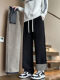 Winter thick alpaca straight-leg sweatpants for boys and teenagers plus velvet thickened warm student casual long pants