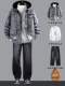 Teenagers' autumn and winter jackets, thickened denim jackets, boys' junior and high school students' trendy matching suits, handsome cotton clothes
