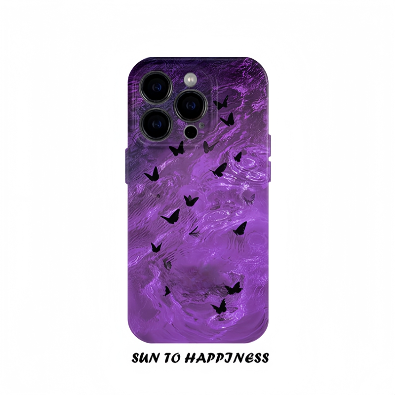Suitable for Iphone16Promax, Apple 15, Xiaomi 14, New Model Mate60, Huawei P70Nova, Honor 200, Film Phone Case 13, Opporeno12, Vivox100, Purple Sea Butterfly Art